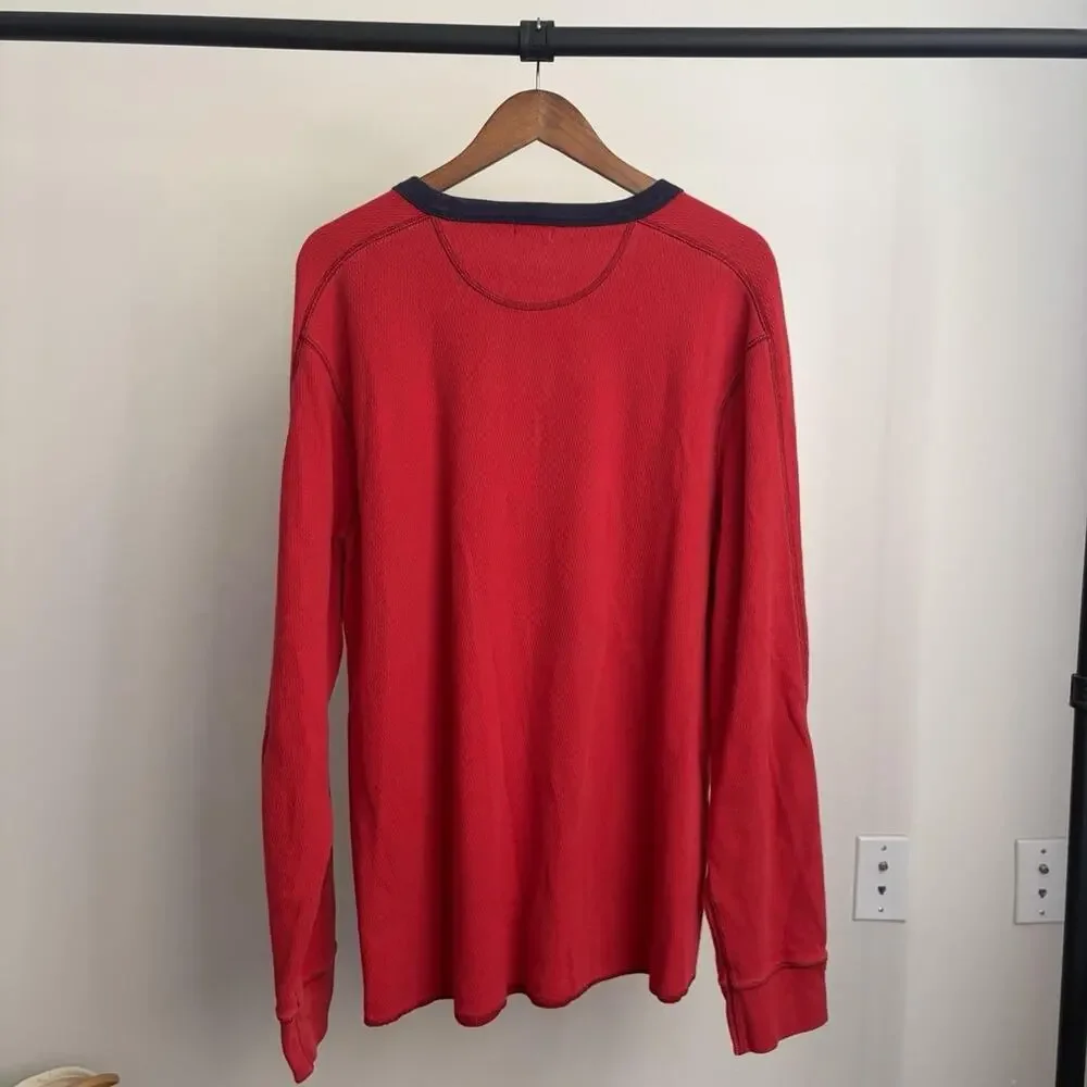 J.Crew Oarsman Red Baggy Oversized Minimalist Preppy Mens XL Thermal Shirt
